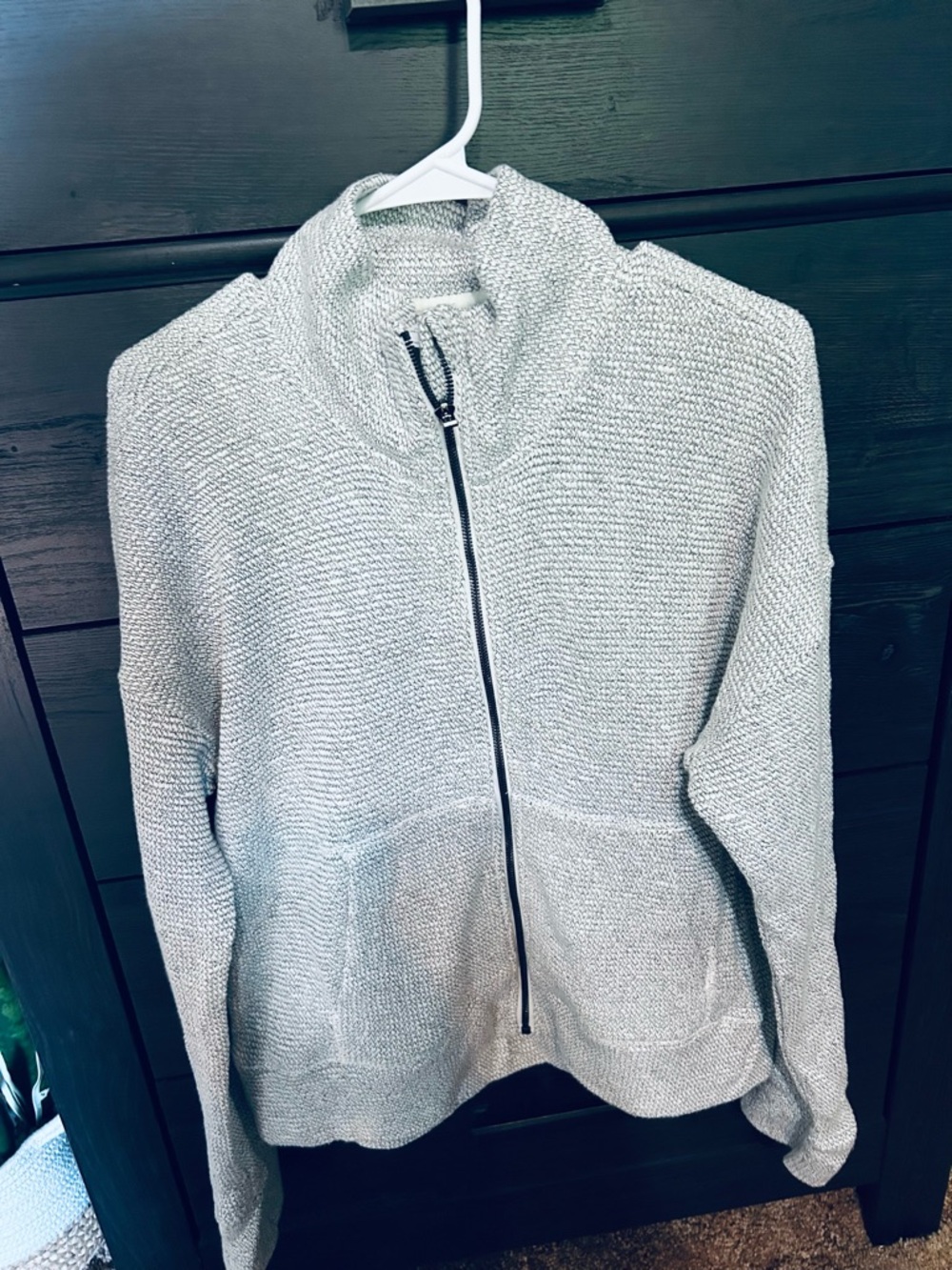90 Degree By Reflex Light Gray Zip-Up Knit Jacket
